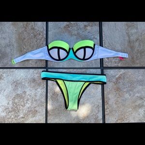 Victoria’s Secret Strapless Colorblock Bikini Set